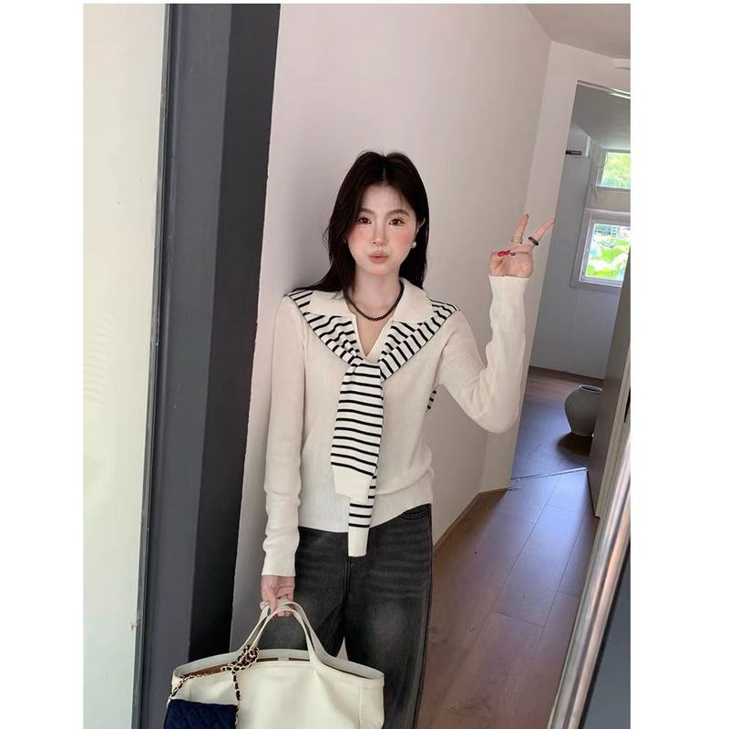 早秋新款时尚百搭学院风减龄刺绣针织开衫配披肩安迪绒杏色均码薄|undefined
