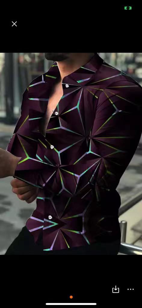 Comercio exterior transfronterizo 2023 nueva primavera y otoño camisa de manga larga para hombres moda 3D impresa camisa casual ventas directas de fábrica