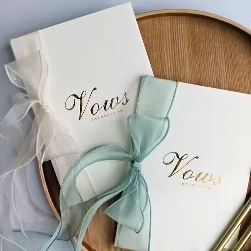 結婚式の誓いのカード、高級シンプルなフランスのスズランの誓いのハンドカード、結婚式の宣誓のスピーチブック|undefined