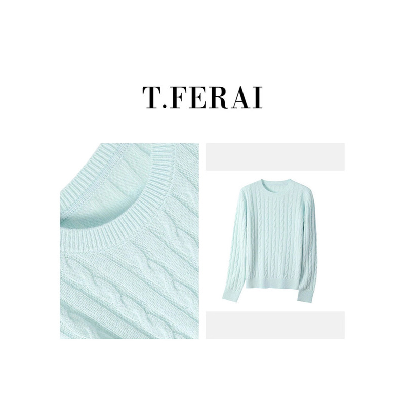 2026 Autumn and Winter New Style All-Wool Sweater for Women, Versatile and Elegant Round Neck Long-Sleeved Top for Work Clothing