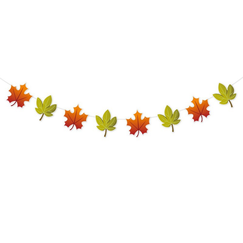 Decoración de fiesta de Acción de Gracias europea y americana tira de banderas de otoño hojas de arce feliz acción de Gracias tira de banderas tira de flores