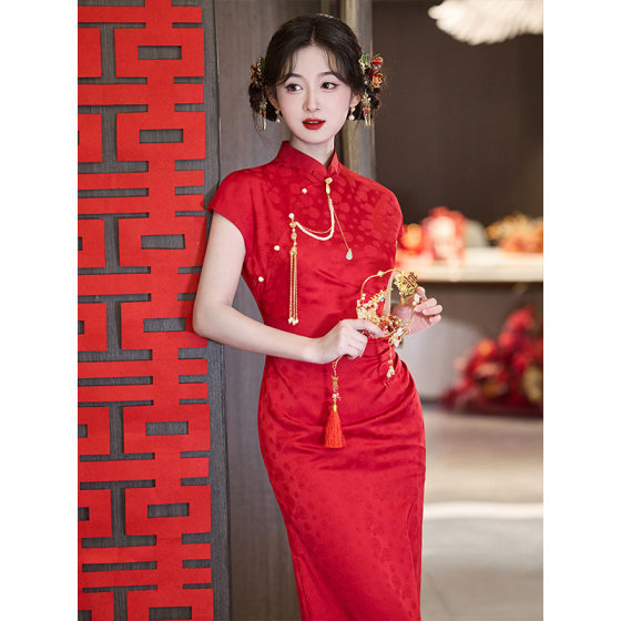 Red New Chinese Engagement Cheongsam Women's 2025 New Bridal Wedding Dress Certificate Dress Morning Gown High-end Sense