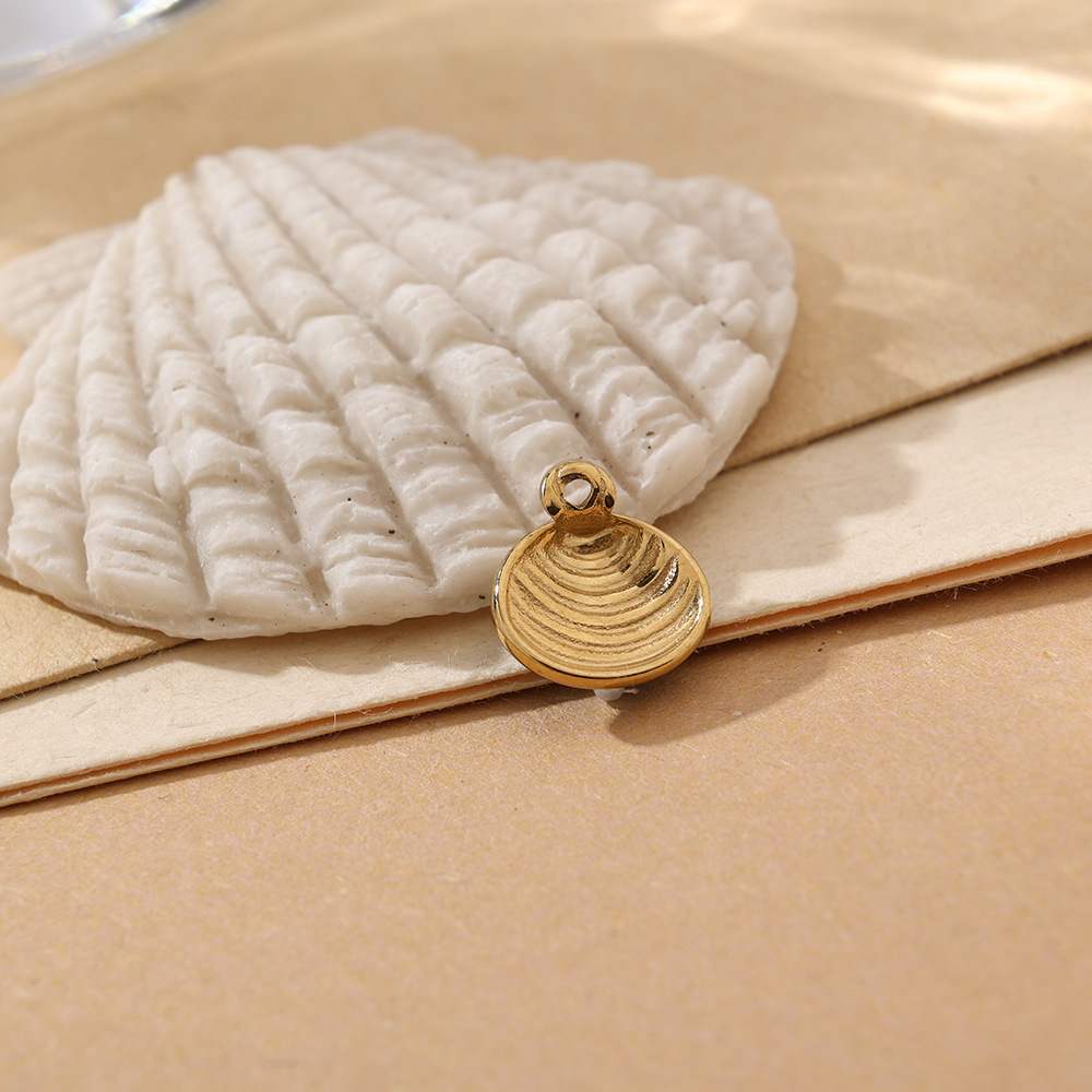 4g Weight Pendant Jewelry Making Type Charms Classification 1 Piece Quantity 304 Stainless Steel Material Shell Pattern All Seasons Season Polished Finish Plating Design Beach Style 1 Piece 304 Stainless Steel Shell Polished Pendant Charms 6