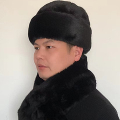 帽子の男の冬の中高年のお父さんの帽子の老人の中年の綿の帽子の秋冬の保温の耳はミンクの毛の王子様の帽子をまねます。