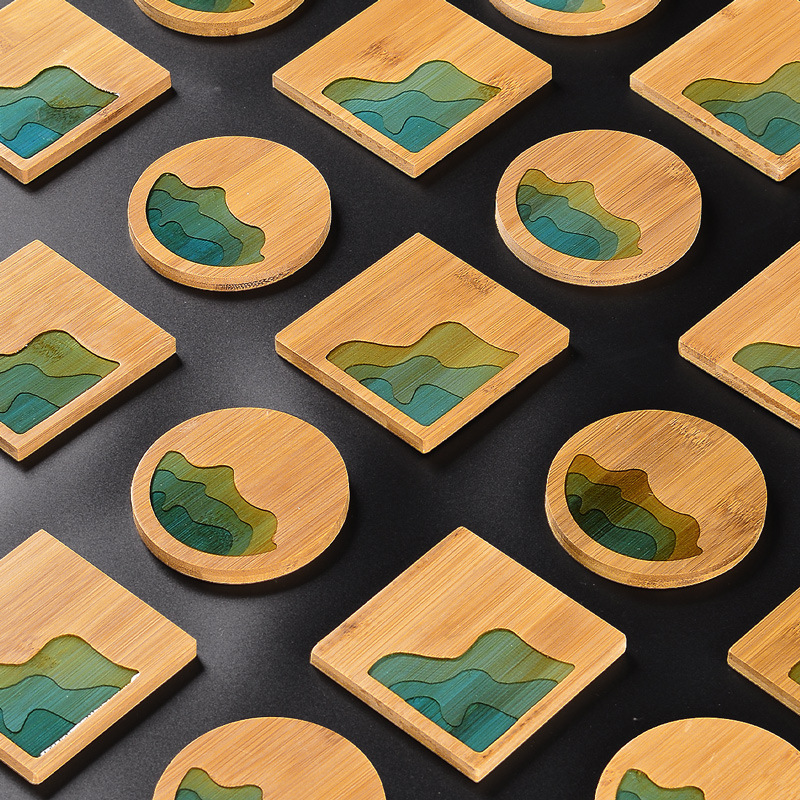 De estilo japonés de madera maciza estera de la taza de té estera de aislamiento de bambú simple portavasos Junta creativa ceremonia del té partes del hogar juego de té Accesorios