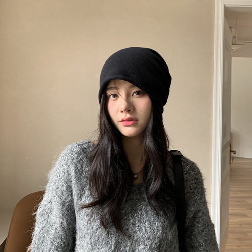 Beanie for girls, new autumn fashion brand, rolled brim, puffy beanie, head-to-toe knitting hat, thin scarf beanie, men's cold hat
