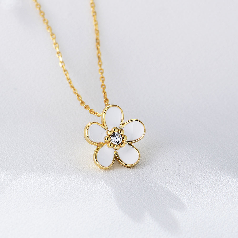 S925 plata de ley gota de diamante aceite pequeña flor colgante collar de las mujeres del todo-fósforo transfronteriza Venta caliente de Europa y América ins estilo clavícula cadena