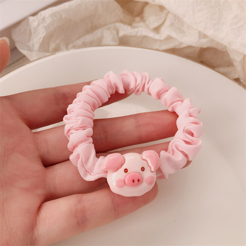 Cute cerdo pequeño cerdo intestino delgado cuerda de cabeza dulce niña dibujos animados cabello anillo cuerda de cabello tira de goma de alta elasticidad duradera