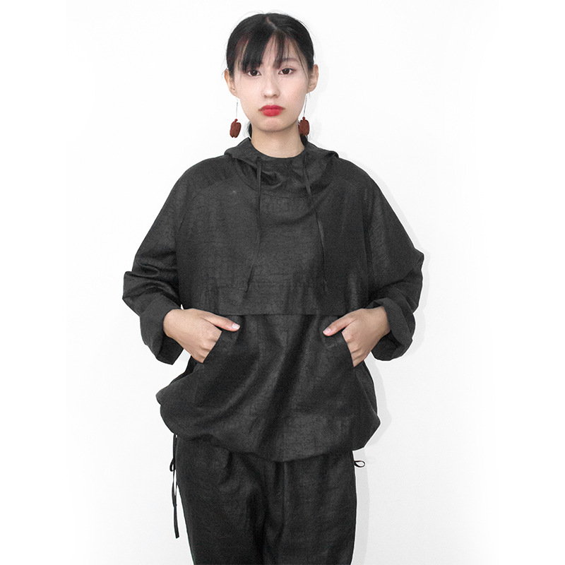 Handmade New Xiangyun Silk Black Turtle Pattern Bf Style Unisex Hooded Sweatshirt, Long-Sleeved Bf Style Unisex Hooded Sweatshirt Handmade New Xiangyun Silk Black Turtle Pattern Bf Style Unisex Hooded Sweatshirt, Long-Sleeved Bf Style Unisex Hooded Sweatshirt