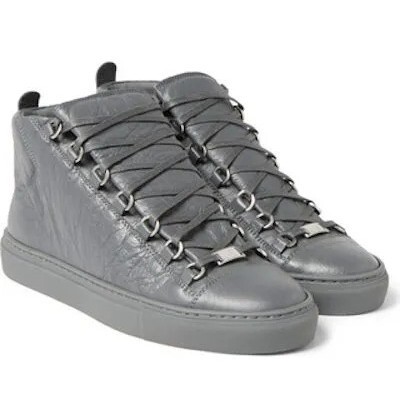 In-Stock Black Classic Paris Black Pleated High-Top Foreign Trade Large Size Sneakers Horse Oil Smooth Genuine Leather Casual Shoes White