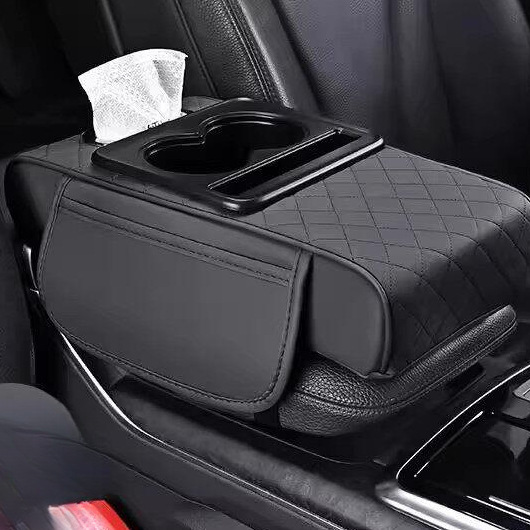 Car armrest box pad storage bag, in-car tissue box, central armrest heightening pad, multifunctional cup holder, practical and useful