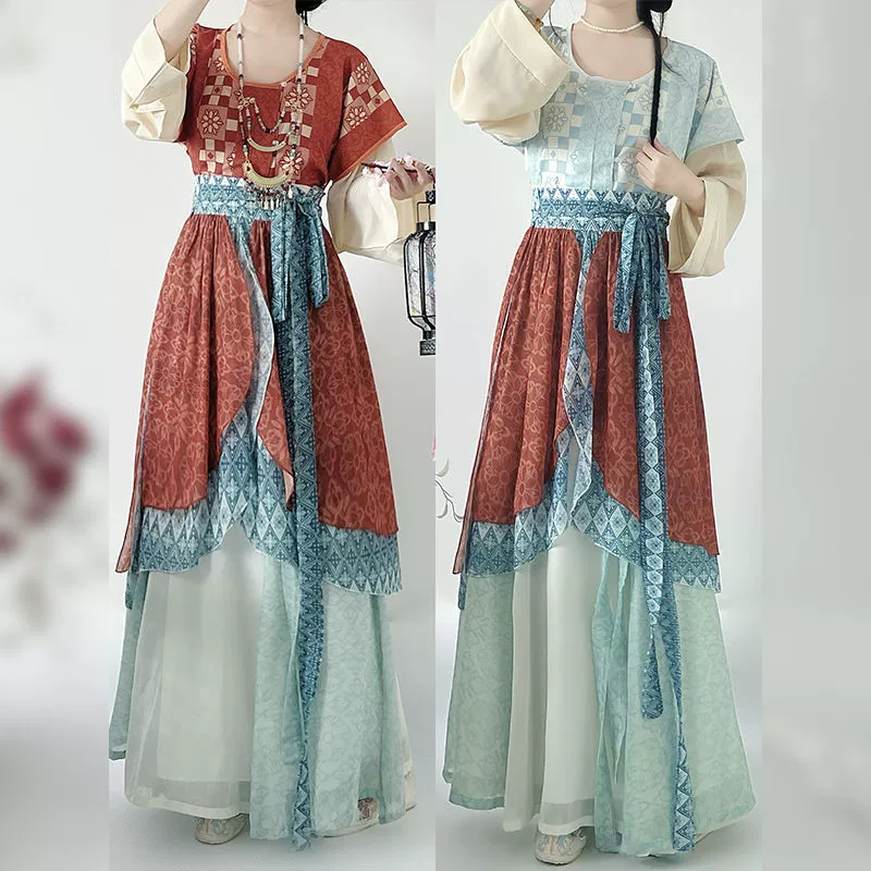 Оригинальный костюм династии Тан Hanfu женский 2025 новый Tang Qunzi с круглым вырезом