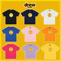 DrewHouse Ouyang Nana Bieber Smiley Print Loose Short-sleeved T-shirt for Men and Women Couple