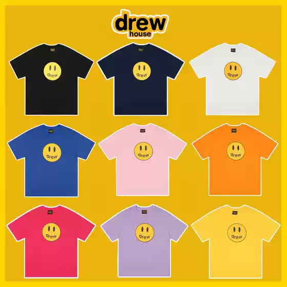 DrewHouse Ouyang Nana Bieber Smiley Print Loose Short-sleeved T-shirt for Men and Women Couple