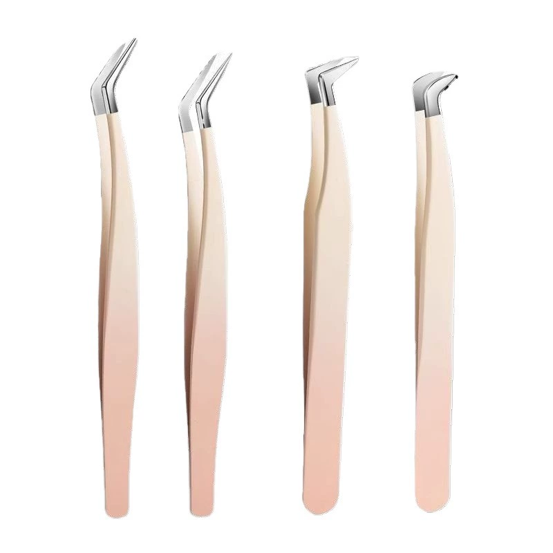 Fake eyelaslashed scholar Eagle mouth clamping eyelashes, round head golden feathers, high precision novice entry tools