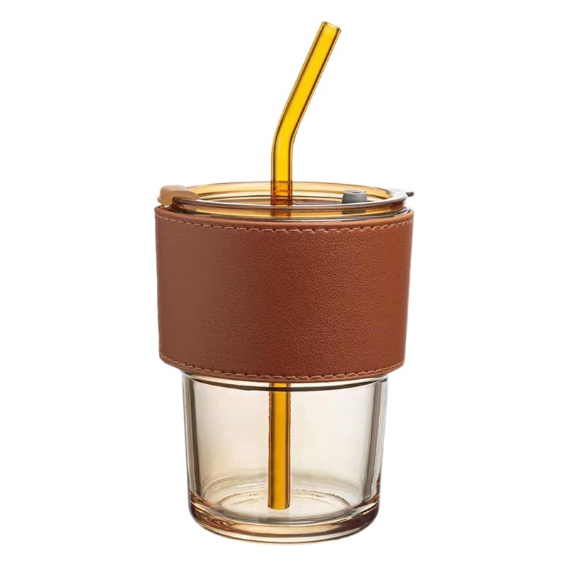 Taza de agua de vidrio transfronteriza, actividad de verano, taza, regalo pequeño al por mayor, estudiante simple de alto valor con pajita