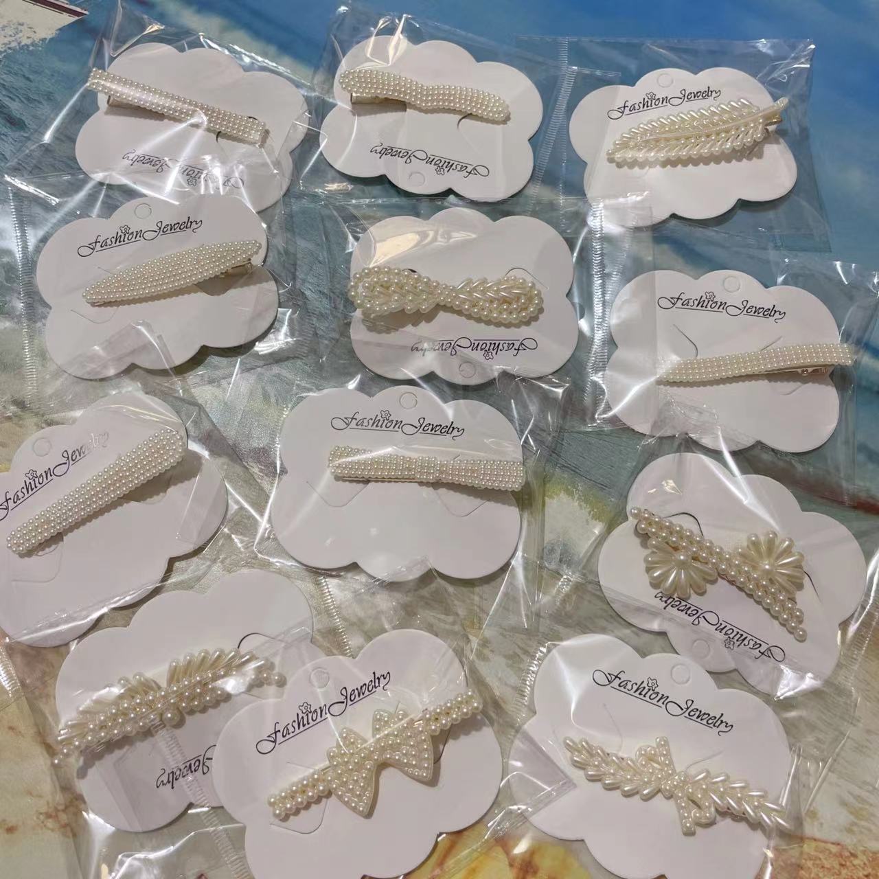 跨境新款珍珠发夹鸭嘴夹碎发整理网红女一字夹生刘海夹地推小礼品