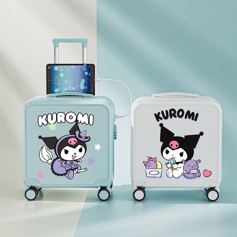 Student Suitcase Cartoon Small Boarding Case Lightweight 18inch Kidsren's Trolley Case Kuromi Suitcase Boarding Case