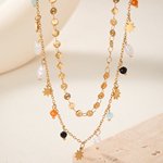 时尚波西米亚风个性双层配饰气质百搭珍珠钛钢项链女饰品不掉色