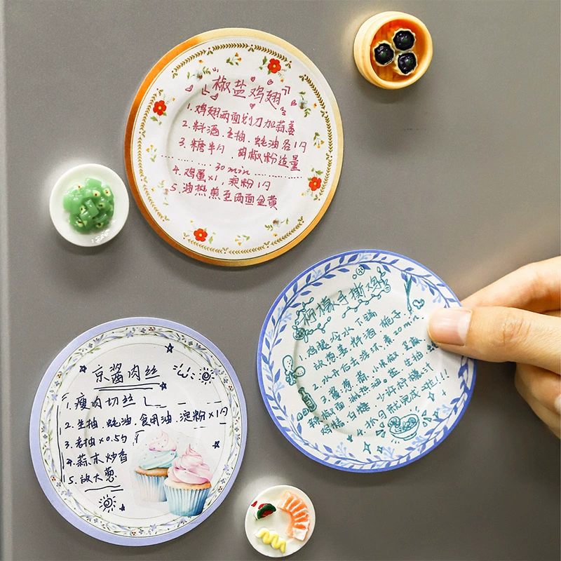 番茄酱少女 Simulation creative post-it notes, bowls, dishes and dishes series, plate hand account base collage sticky notes