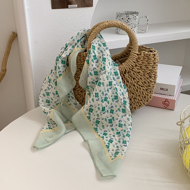 Cintas para el cabello, nueva impresión de letras coreanas, bufandas de seda, decoración profesional para mujeres, bufandas con bufandas cuadradas