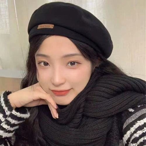 New style Beret hat for women, Korean style all-matching face-showing small painter hat for winter warmth preservation literary retro octagonal hat