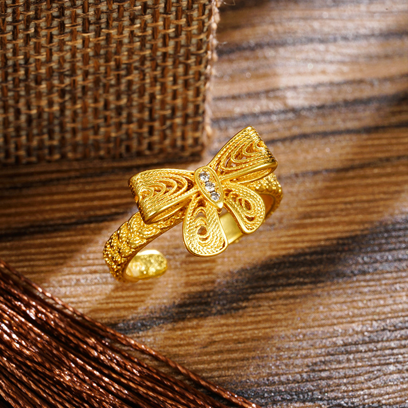 Antiguo oro vietnamita arco dulce fresco anillo princesa huida pequeño libro rojo idéntico no se desvanece joyas