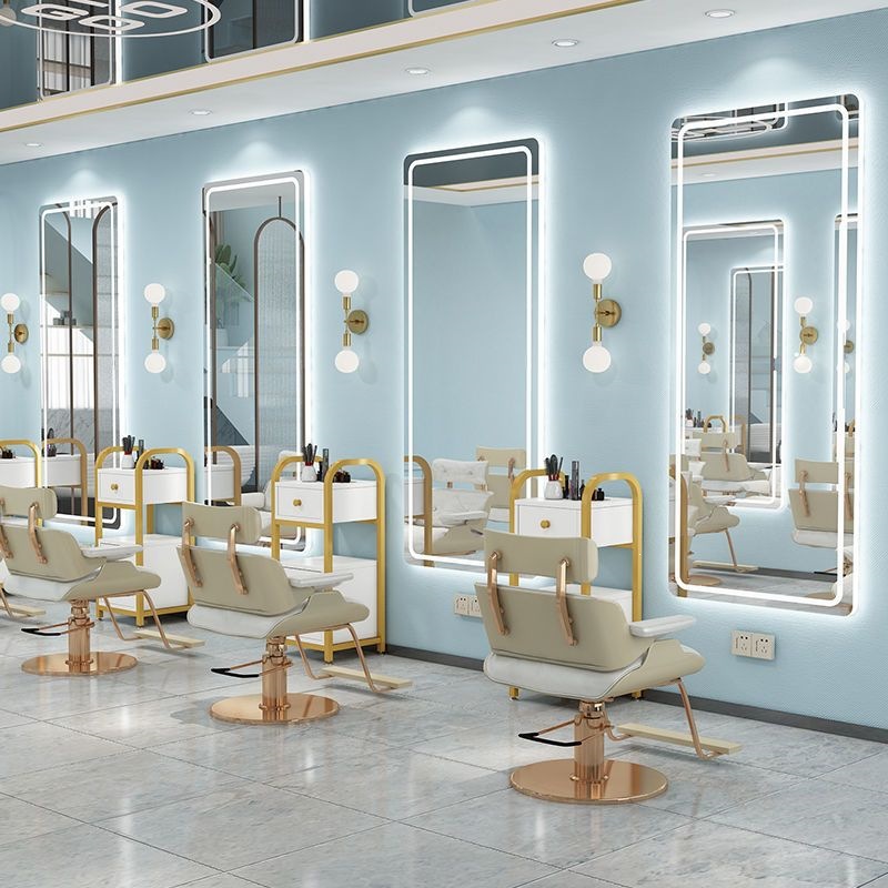 Barbería espejo de pared lujo ligero LED con lámpara de belleza espejo de luz de peluquería espejo