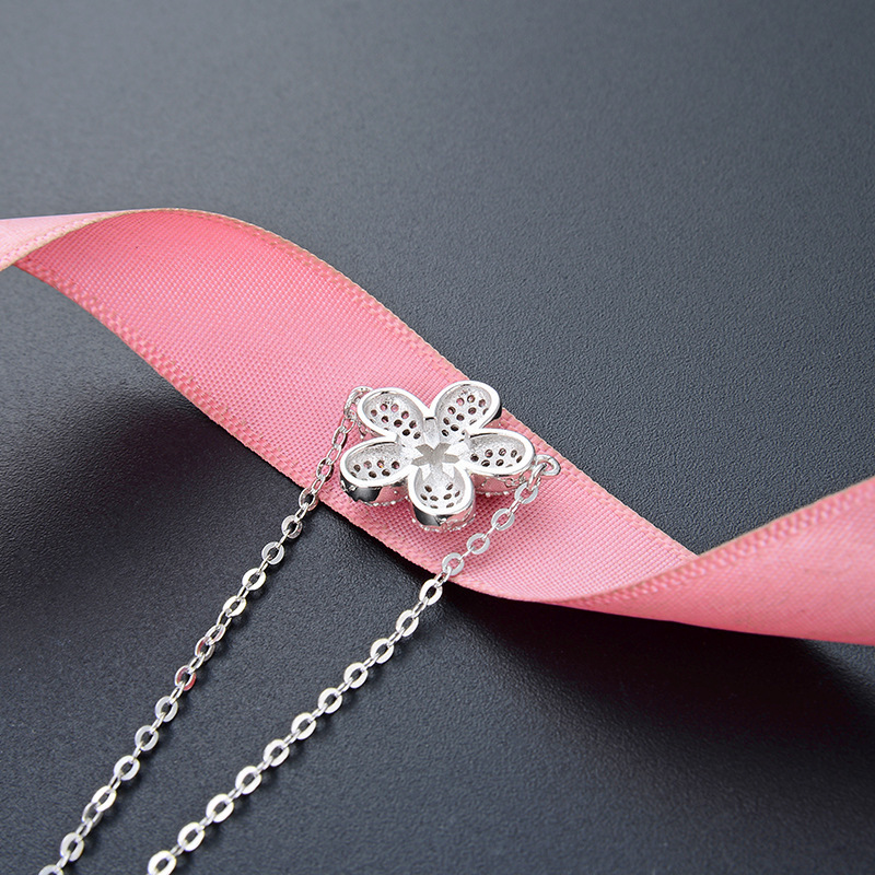 S925 plata esterlina diamantes pulsera de flores de ciruela esfera ajustable joyas de mano de moda suministro al por mayor un agente