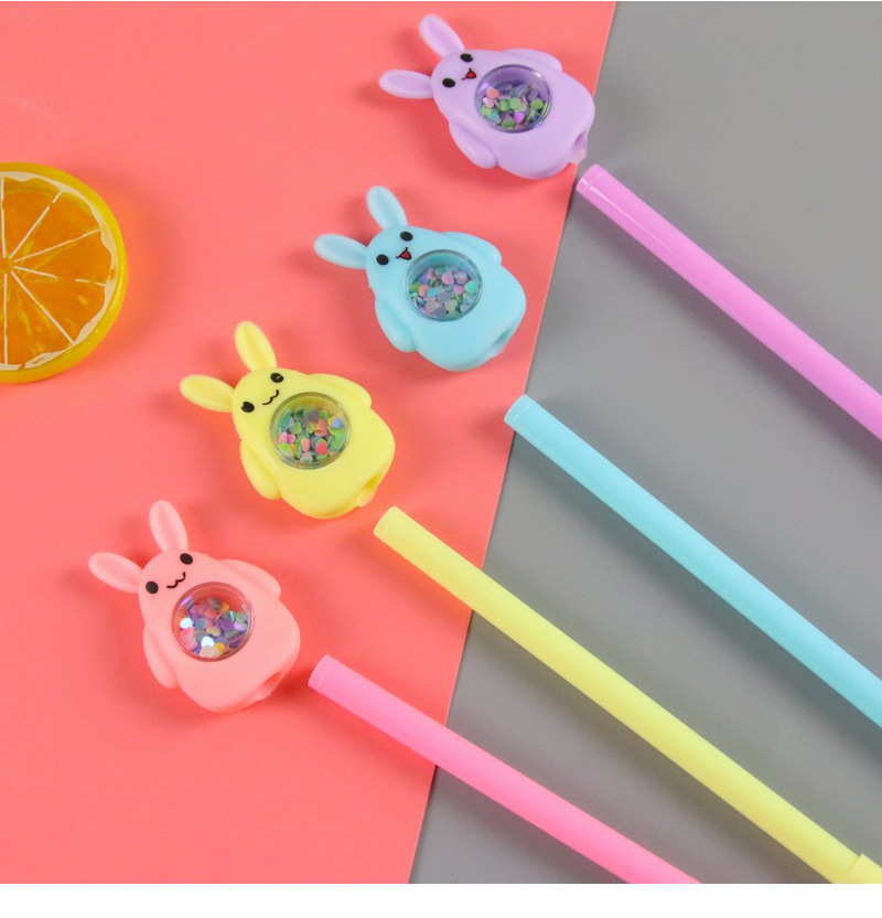 Creative Color Sequined Rabbit Gel Pen Fresh Stationery Student Writing Implement Water-based Paint Pen Office Signature Pen display picture 1