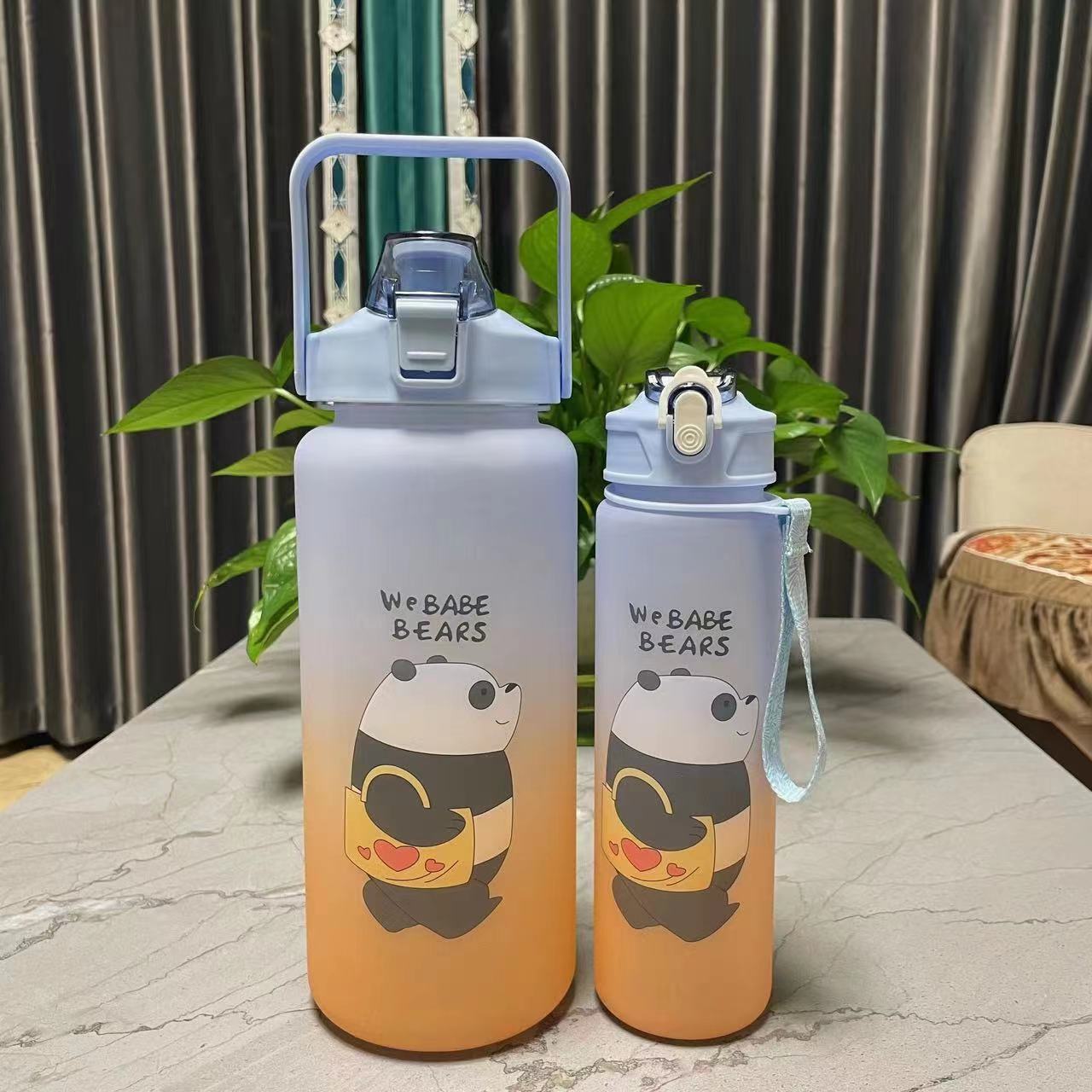 Taza de agua de gran capacidad de plástico esmerilado de dibujos animados espacio taza tamaño traje gradiente color taza conjunto transfronterizo deportes olla portátil