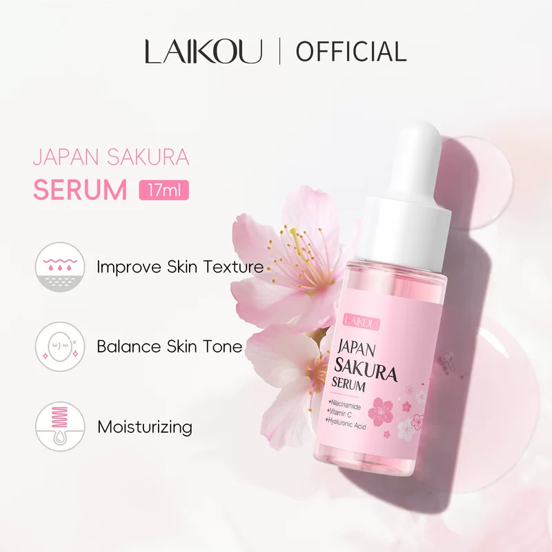 Cross-border Laike Cherry Blossom Essence 17mltemu Edition имеет цветную коробку Facial serum full English qualifications