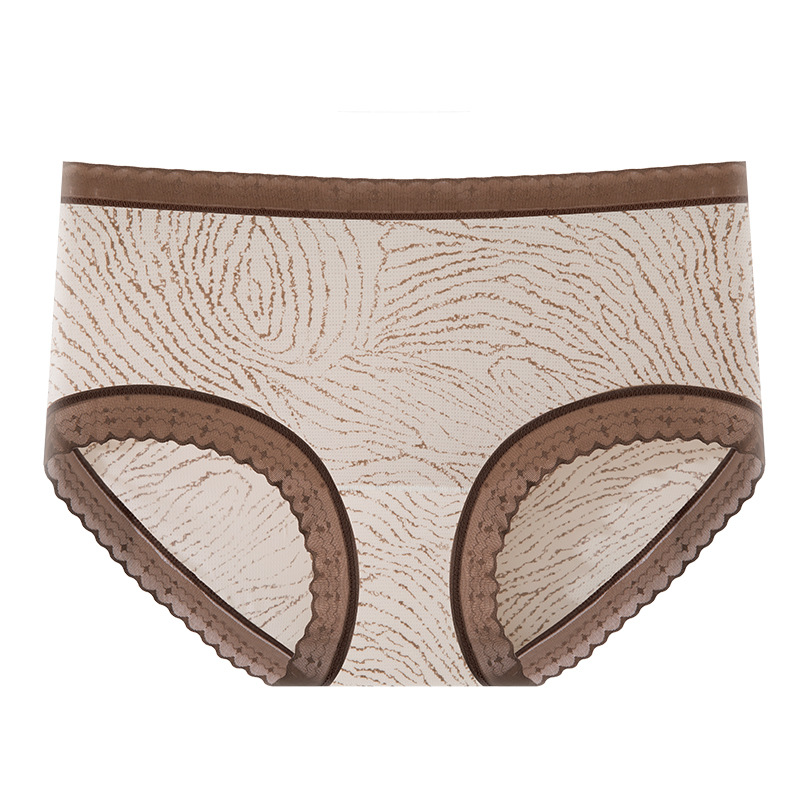 Hilo de seda de hielo, malla transpirable, estampado de leopardo, niña de verano, entrepierna de seda, entrepierna antibacteriana, entrepierna larga, calzoncillos de seda de hielo para mujer