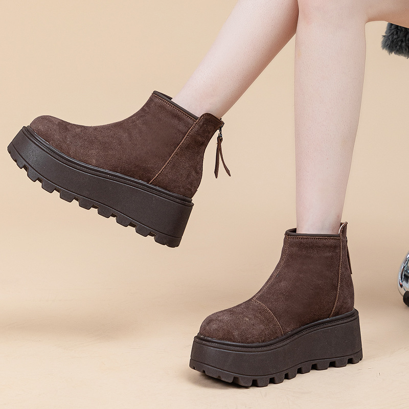 Botas de neve plataforma mulher em camurça antiderrapante_voghion.com