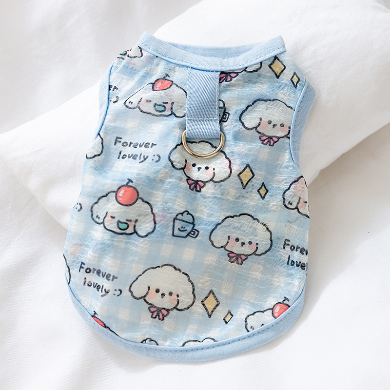 Primavera y verano perros delgados transpirables piña fruta chaleco de dibujos animados de dos patas gatos que osos peluche ropa de perro mascota