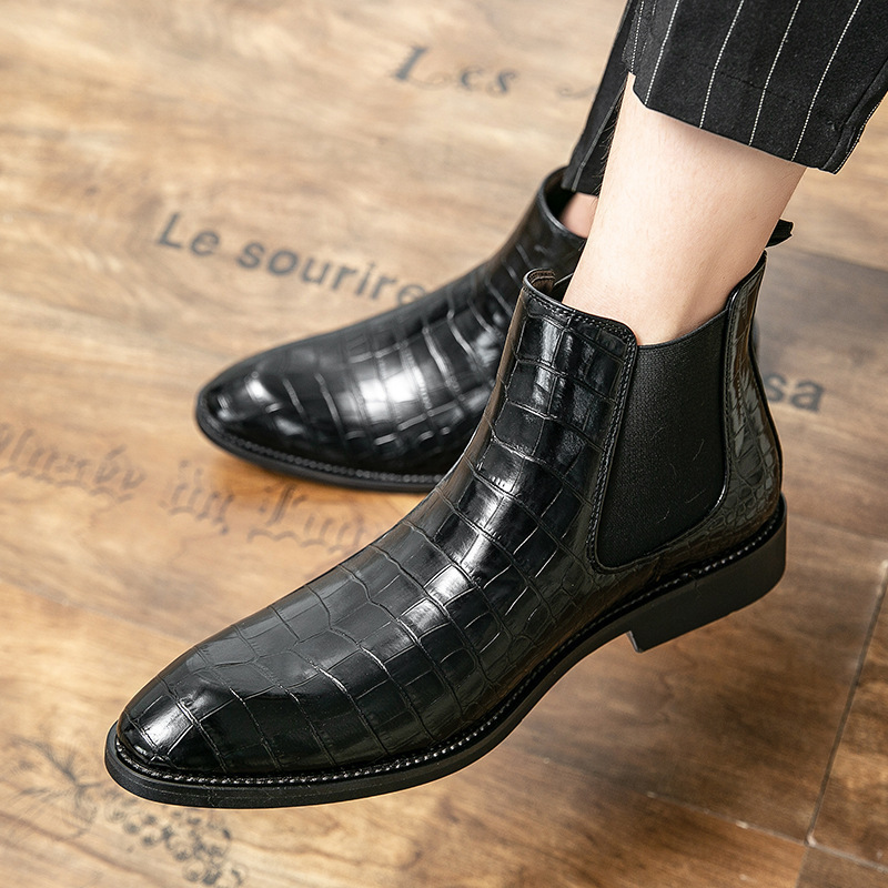2024 otoño y invierno zapatos masculinos retro tendencia Chelsea botas de cuero de alta altura botas de vaqueros de moda europea y americana image 3