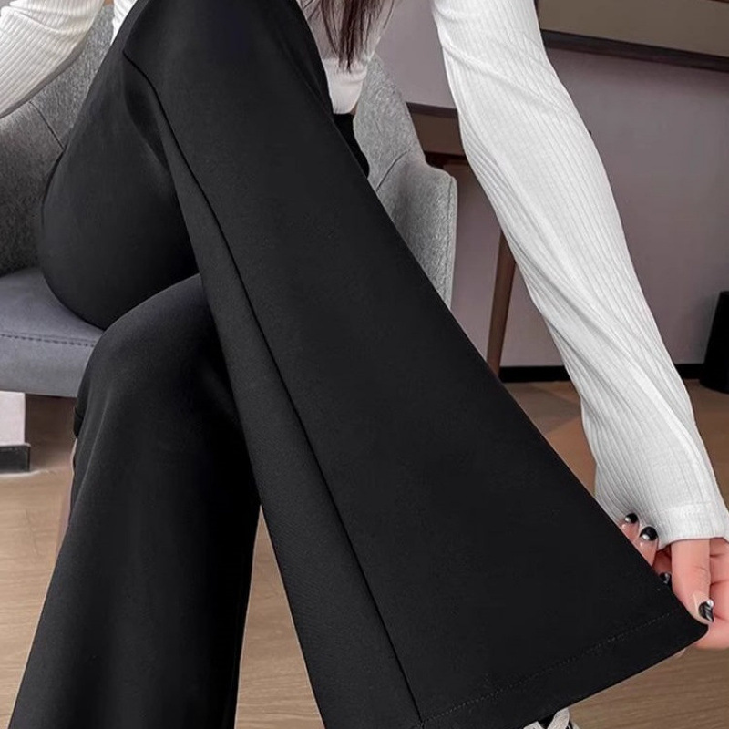 Micro-Flared Wide-Leg Pants Suit Pants for Women in Spring, Autumn and Winter, Loose and Slim, Large Size Casual Straight-Leg Horseshoe Pants and Sports Pants