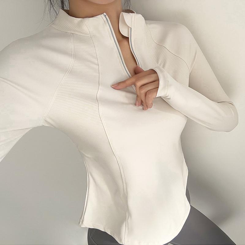 Vertical Collar Zipper Yoga Clothes Coat Women's Cardigan Riding Clothes Quick-drying Sports Top Long-sleeved Autumn and Winter Running Fitness Clothes