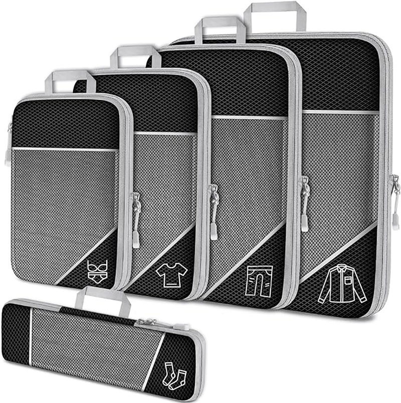 Cross-Border Compressed Travel Five-Piece Storage Bag Waterproof Extended Mesh Clothing Home Luggage Four-Piece Storage Bag