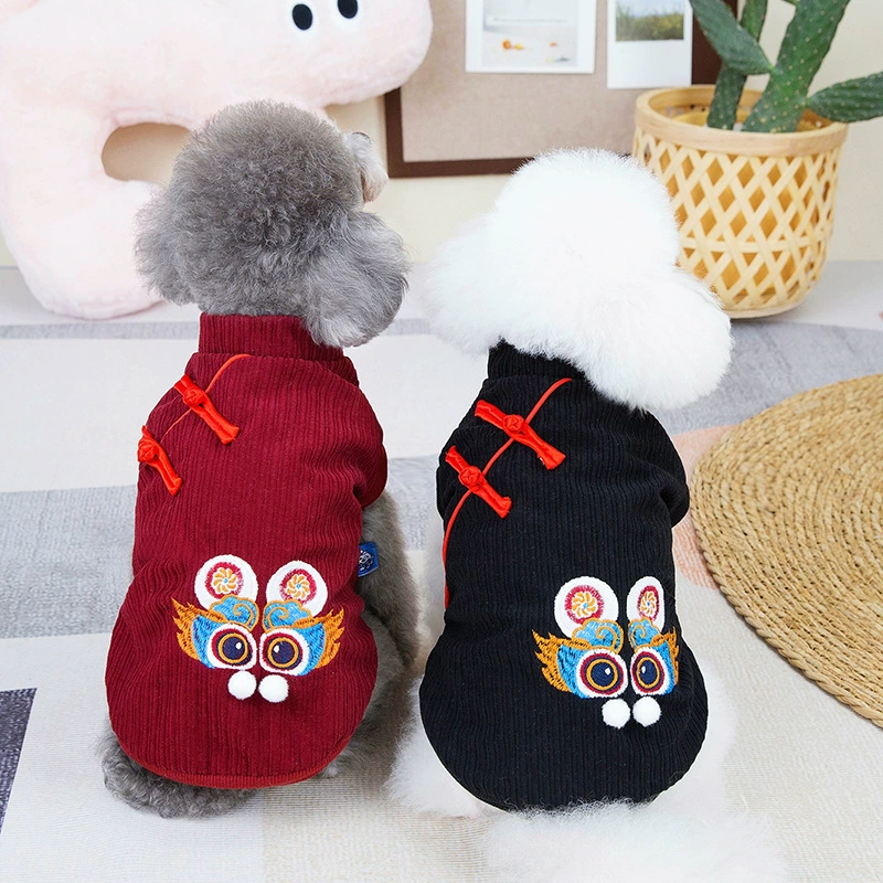 Одежда для собак Бархатный воротник средней высоты Толстовка с китайским драконом на Новый год Тедди Фадоу Золотистый ретривер Одежда для собак Shenary