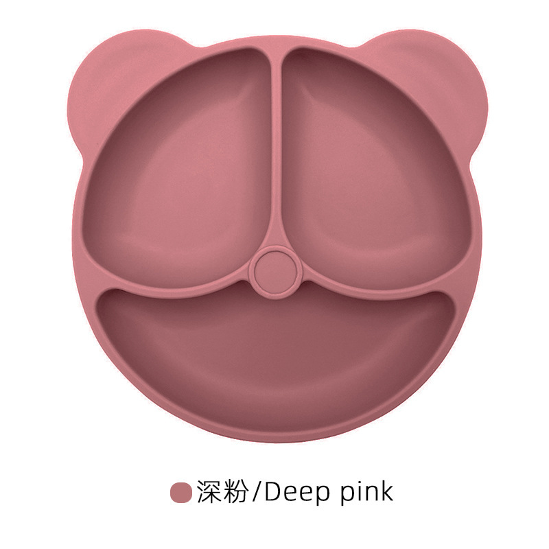 Silicona bebé cena placa redonda cara sonriente vajilla de silicona de los niños plato de cena de silicona suplemento de alimentos para bebés plato de cena del compartimiento