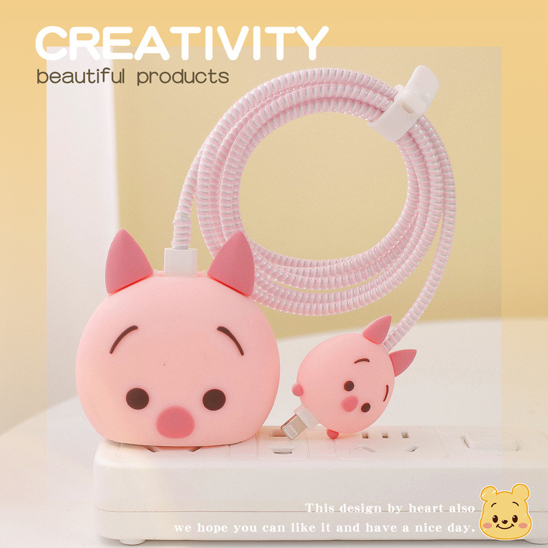 Nuevo cable de datos de dibujos animados cubierta protectora adecuado para Apple carga rápida cabeza 18/20W carga cabeza cubierta protectora Winder