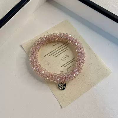 dual-use crystal hair band, elastic | Saç üçün rezinlər - 7-light-pink-about-6cm-imitation-crystal-elastic-band-alloy