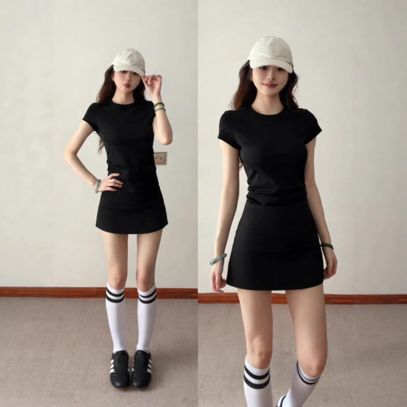 Black Yoga Skirt Sports Short Skirt Set for Women, Summer 2026 New Style A-Line Ice Silk Tennis Skirt Pants Fitness Outfit Black Yoga Skirt Sports Short Skirt Set for Women, Summer 2026 New Style A-Line Ice Silk Tennis Skirt Pants Fitness Outfit