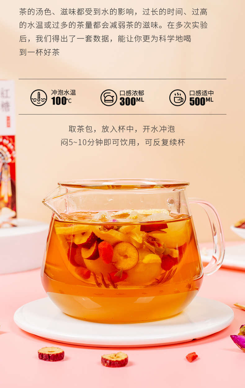 Brown Sugar Ginger Jujube Tea Hong Tang Jiang Zao Cha 150g Boxed Warming Herbal Blend with Longan Goji preparation