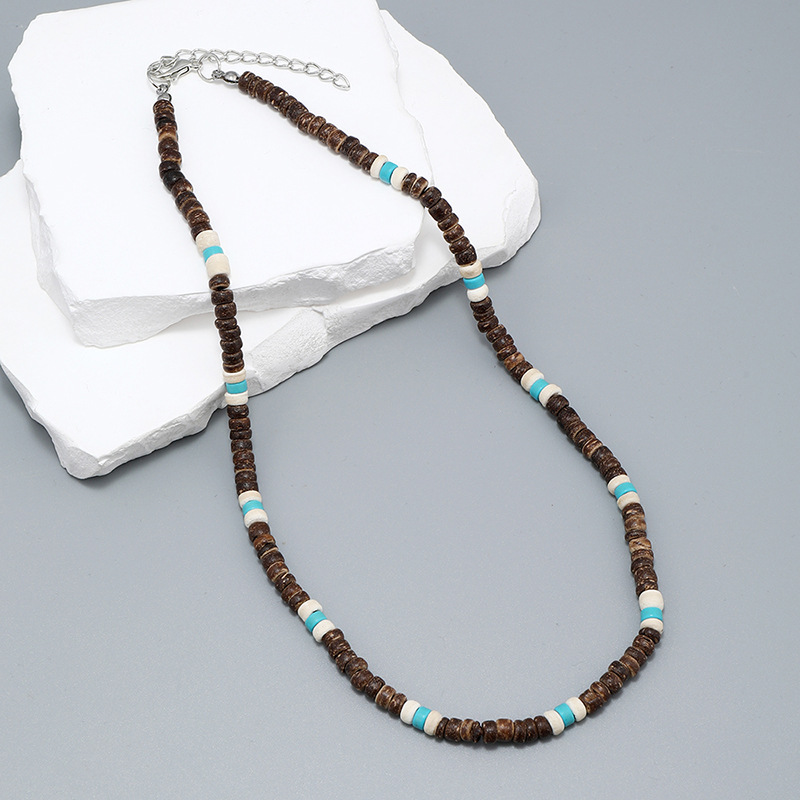 Vacation Geometric Turquoise Coconut Shell Beaded Men's Necklace display picture 2