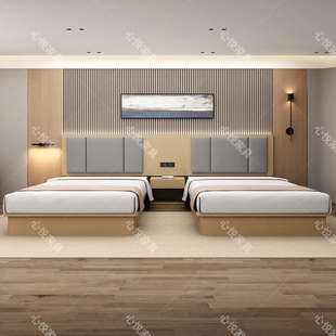 j8全套現代成套床架出租房酒店家具板式床電腦桌標間單源頭g3