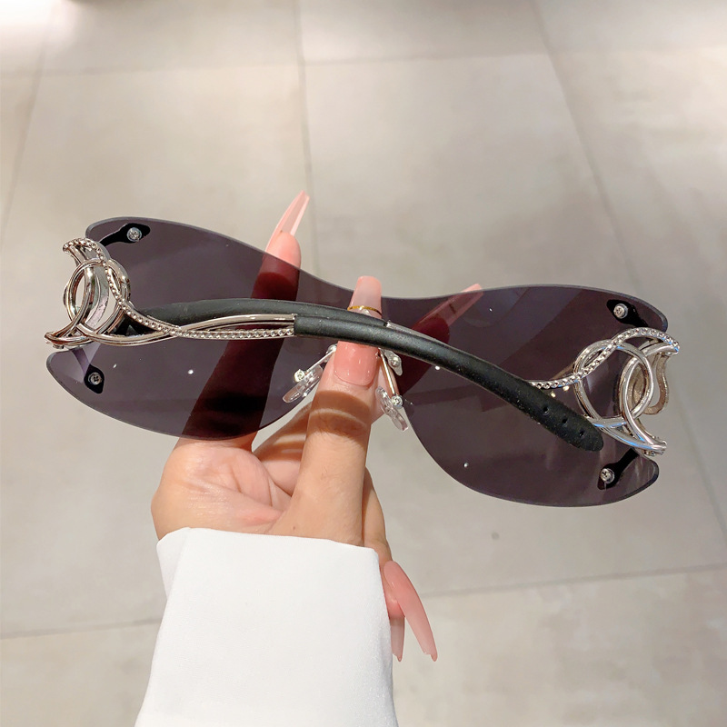 Personalized Fashionable Frameless Snake Shaped Y2k Sunglasses_voghion.com