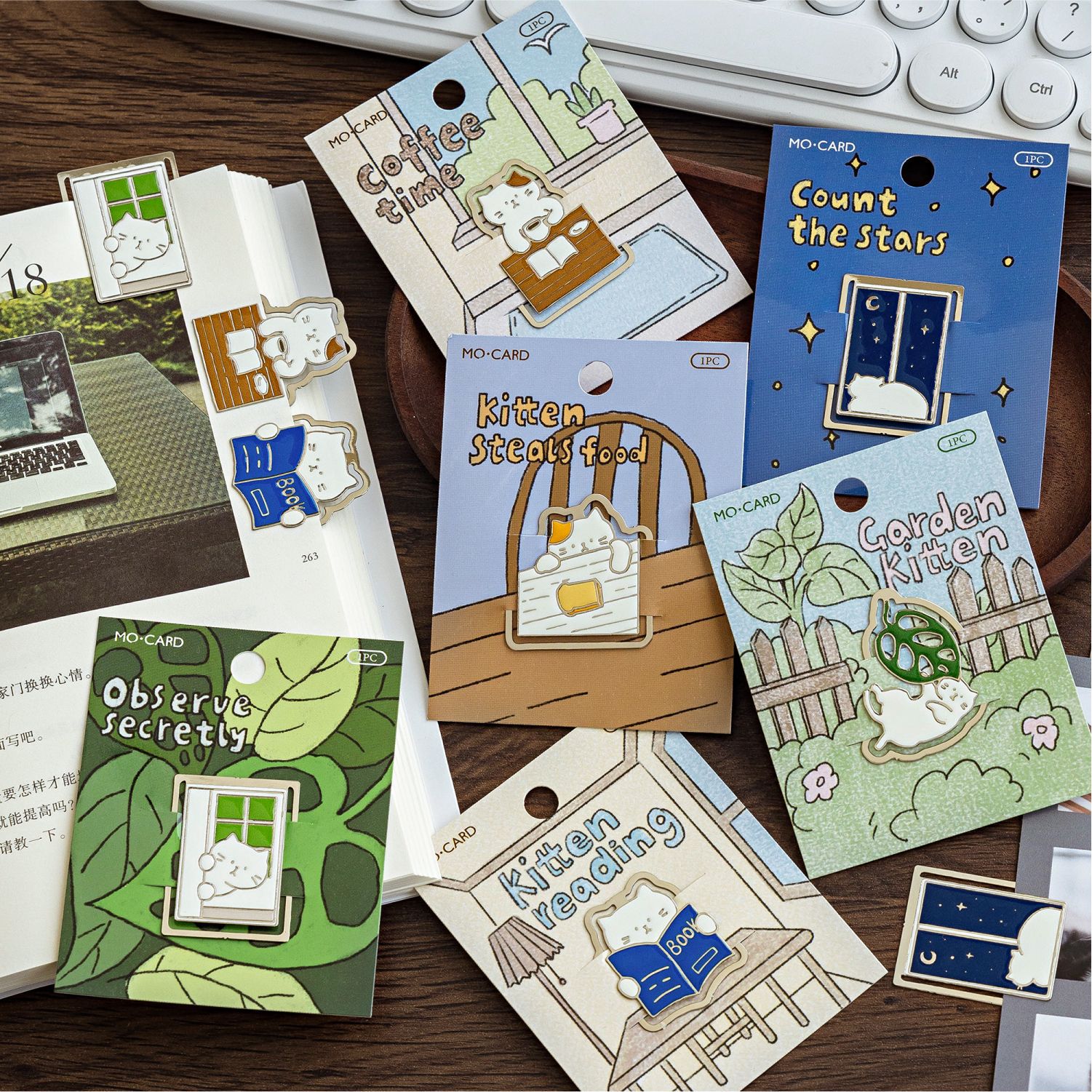 Mo Mo Metal Bookmark Cat Life Little Theatre Series Cute Cartoon Student Gift Reading Book Pages