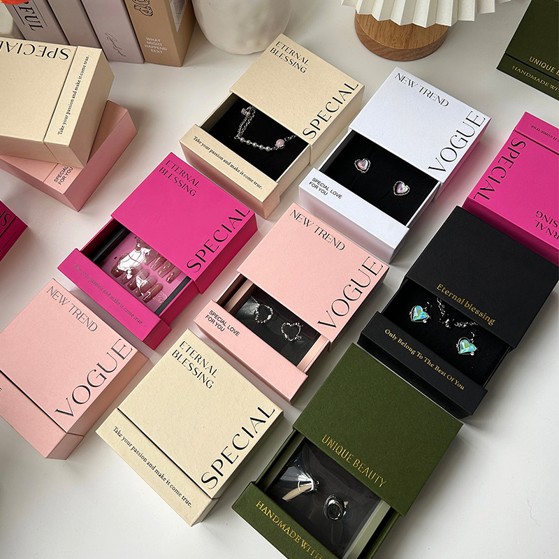 轻奢饰品抽屉盒高档首饰水晶手串展示盒定制logo穿戴甲收纳包装盒